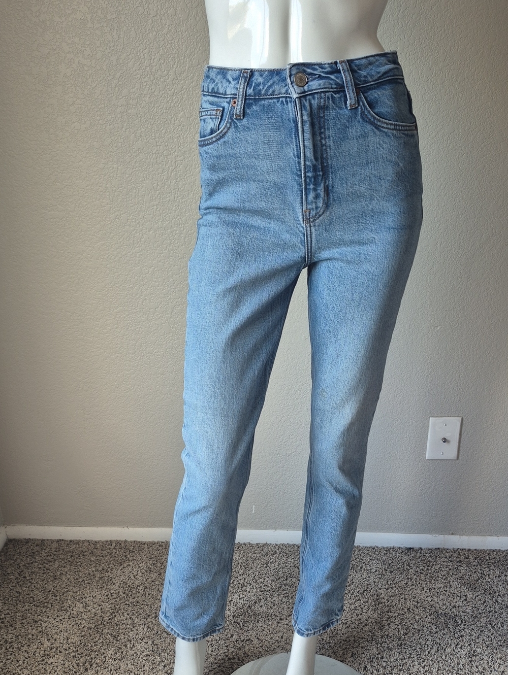 Reformation Straight-Leg High-Rise Light Blue Jeans